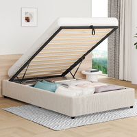 ALFORDSON Bed Frame Single Size Gas Lift Storage Mattress Base Beige BARLOW