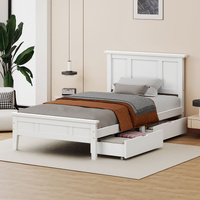 ALFORDSON Wooden Bed Frame King Single Mattress Base Pine Timber 2 Drawers White