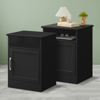 ALFORDSON 2x Bedside Table Storage Cabinet Side End  Nightstand Black