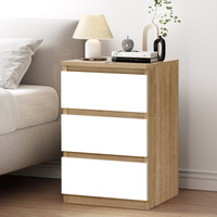 ALFORDSON Bedside Table Nightstand 3 Drawers Side End Table Wood and White