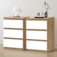 ALFORDSON 2x Bedside Table Nightstand 3 Drawers Side End Table Wood and White