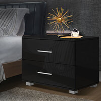 ALFORDSON Bedside Table Nightstand 4 Side High Gloss Black Side End Table