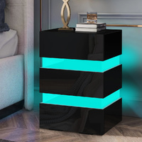 ALFORDSON Bedside Table RGB LED Nightstand 3 Drawers 4 Side High Gloss Black