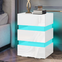 ALFORDSON Bedside Table RGB LED Nightstand 3 Drawers 4 Side High Gloss White