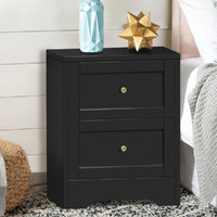 ALFORDSON Bedside Table Hamptons Nightstand Storage Side End Cabinet Black