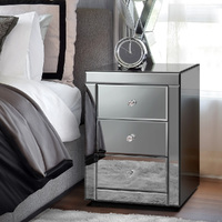 ALFORDSON Bedside Table Mirrored Cabinet Nightstand Side End Table Drawers