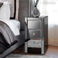 ALFORDSON Bedside Table Mirrored Cabinet Nightstand Side End Table Drawers