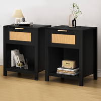ALFORDSON 2x Bedside Table Nightstand Side End 1 Drawer Storage Shelf Black