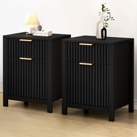 ALFORDSON 2x Bedside Table Nightstand Side Storage 2 Drawers Cabinet Black