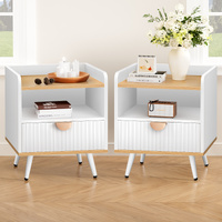 ALFORDSON 2× Bedside Table 1 Drawer Nightstand Side Storage Shelf Wood and White