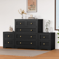 ALFORDSON 5 Chest of Drawers 2x Bedside Table Hamptons Bedroom Storage Black