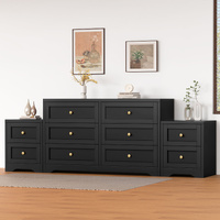 ALFORDSON 6 Chest of Drawers 2x Bedside Table Hamptons Bedroom Storage Black
