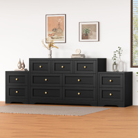 ALFORDSON 7 Chest of Drawers 2x Bedside Table Hamptons Bedroom Storage Black