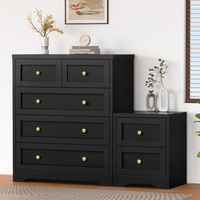 ALFORDSON 5 Chest of Drawers Bedside Table Hamptons Bedroom Storage Black