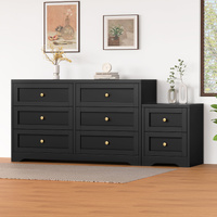 ALFORDSON 6 Chest of Drawers Bedside Table Hamptons Bedroom Storage Black