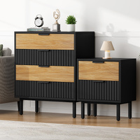 ALFORDSON 4 Chest of Drawers Bedside Table Storage Cabinet Set Dresser Black/Wood