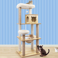 BEASTIE Cat Tree Tower Scratching Post Wood Scratcher Condo House Bed 143cm