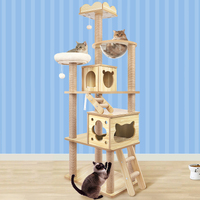 BEASTIE Cat Tree Tower Scratching Post Wood Scratcher Condo House Bed 190cm