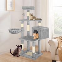 BEASTIE Cat Tree Scratcher Wood Scratching Post Tower Condo House Furniture Grey 130