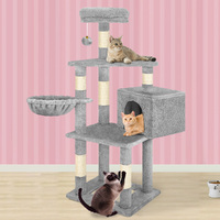 BEASTIE Cat Tree Scratcher Wood Scratching Post Tower Condo House Furniture Grey 130