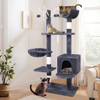 BEASTIE Cat Tree with Plush Toy Ball & Bell Scratching Post Grey 145cm