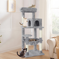 BEASTIE Cat Tree with Hammock Scratching Post Light Grey 143cm