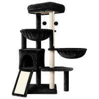 BEASTIE Cat Tree Tower Scratching Post Scratcher Sisal Ramp House Black 104cm