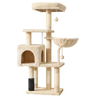 BEASTIE Cat Tree Tower Sisal Scratching Post Toys Condo Hammock House Beige 111