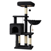 BEASTIE Cat Tree Tower Scratching Post Condo Hammock House Furniture Black 111cm