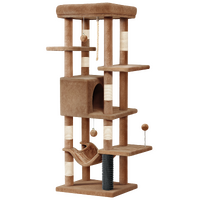 BEASTIE Cat Tree Tower 153cm Scratching Post Scratcher Condo House Light Brown