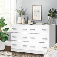 ALFORDSON 6 Chest of Drawers Hamptons Dresser Storage Cabinet Tallboy White