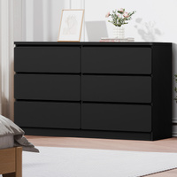 ALFORDSON 6 Chest of Drawers Minimalist Storage Cabinet Dresser Tallboy Black