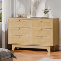 ALFORDSON 6 Chest of Drawers Rattan Storage Cabinet Dresser Tallboy Wood