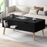 ALFORDSON Coffee Table Storage Tables 2 Drawers Shelf Modern Desk Black