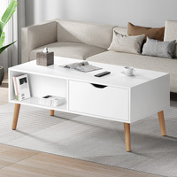 ALFORDSON Coffee Table Storage Tables 2 Drawers Shelf Modern Desk White