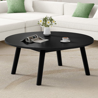 ALFORDSON Coffee Table Modern Round Table Sturdy Wooden Legs Living Room Black