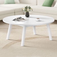 ALFORDSON Coffee Table Modern Round Table Sturdy Wooden Legs Living Room White