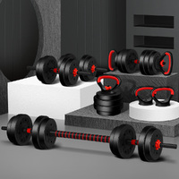 BLACK LORD Adjustable Dumbbell Set 20KG 7in1 Barbell Kettlebell Home Gym Fitness