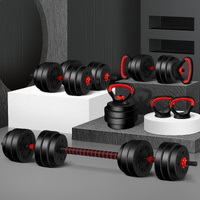 BLACK LORD Adjustable Dumbbell Set 40KG 7in1 Barbell Kettlebell Home Gym Fitness