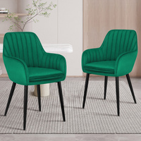 ALFORDSON 2x Dining Chair Armchair Kitchen Lounge Padded Seat Sofa Velvet Green