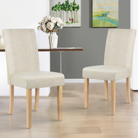ALFORDSON 2x Dining Chairs Cafe Kitchen Chair Retro High-Back Wood Fabric Beige
