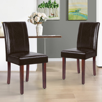 ALFORDSON 2x Dining Chairs Cafe Kitchen High-Back Chair Glossy PU Leather Brown