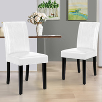ALFORDSON 2x Dining Chairs Cafe Kitchen High-Back Chair Glossy PU Leather White