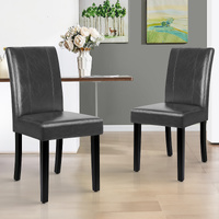 ALFORDSON 2x Dining Chairs Cafe Kitchen Chair High-Back Wooden PU Leather Grey