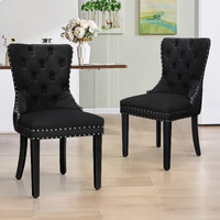 ALFORDSON 2x Dining Chairs Kitchen Lounge Velvet Black