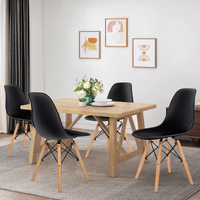 ALFORDSON 4x Dining Chairs Retro Solid Wood Steel Black