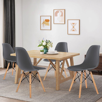 ALFORDSON 4x Dining Chairs Retro Solid Wood Steel Grey