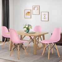ALFORDSON 4x Dining Chairs Retro Steel Kitchen Lounge Cafe Solid Wood Pink