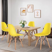 ALFORDSON 4x Dining Chairs Retro Solid Wood Steel Yellow
