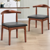 ALFORDSON 2x Dining Chair Kitchen Lounge Cafe Retro Walnut Wood PU Leather Seat
